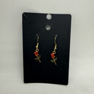 Red Rose Gold Dangle Drop Earrings
