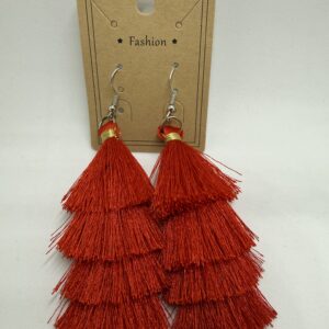 Red Tassel Drop Earrings - Statement Jewelry