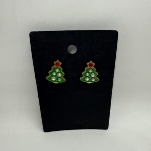 Christmas Tree Rhinestone Stud Earrings Holiday