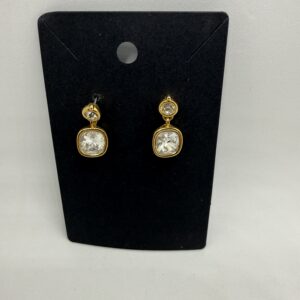 Gold Earrings with Cubic Zirconia Stones