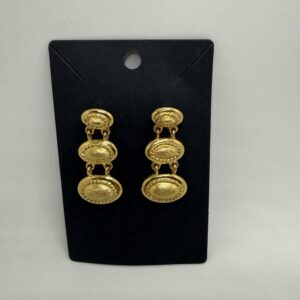 Gold Tone Linked Oval Drop Earrings