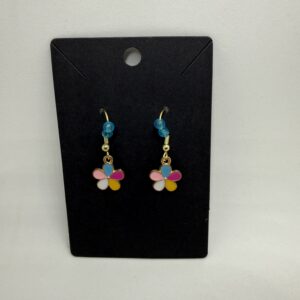 Floral Earrings with Blue Accent Beads