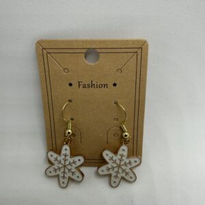 Snowflake Earrings - White and Gold