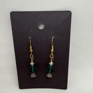 Emerald Green Crystal Christmas Tree Earrings