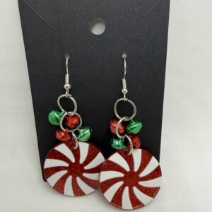 Peppermint Candy and Jingle Bell Earrings