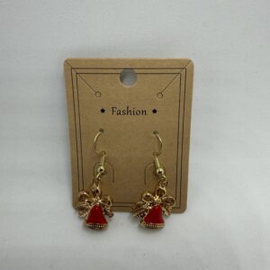 Red and Gold Holiday Bell Earrings