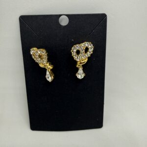 Gold Knot Earrings with Teardrop Crystal