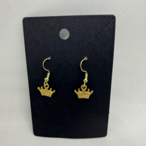 Gold Crown Drop Earrings - Princess Style
