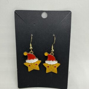 Festive Star Santa Hat Dangle Earrings