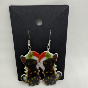 Holiday Cat Christmas Light Earrings