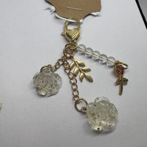 Rose Charm Keychain with Gold Accents