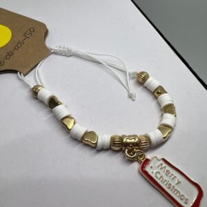 Merry Christmas Beaded Holiday Bracelet