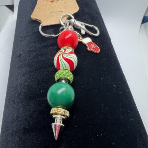 Festive Holiday Beaded Keychain Purse Decor