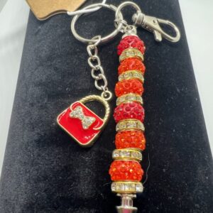 Red Rhinestone Purse Keychain Charm Accessory