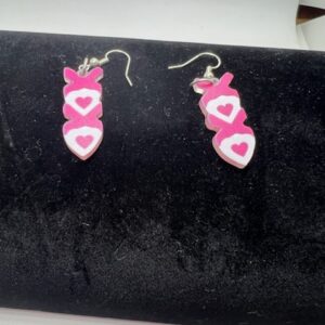 Pink XOXO Heart Dangle Earrings - Valentine's