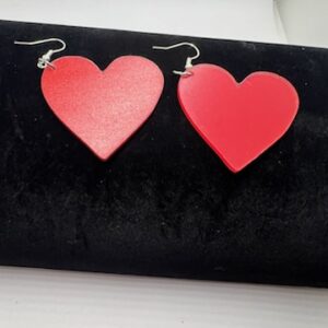 Red Heart Acrylic Dangle Earrings - Cute