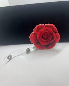 Red Rose Badge Reel - Floral Decor