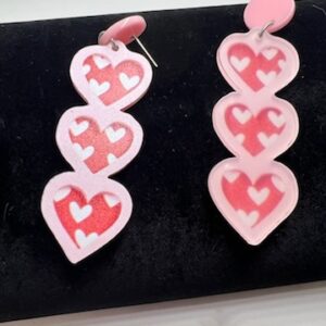 Pink Heart Dangle Earrings - Cute Valentine