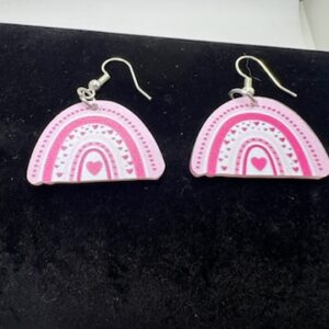 Pink Rainbow Heart Earrings - Cute Jewelry