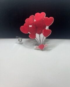 Red Heart Balloon Badge Reel - Valentines