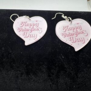 Happy Valentine's Day Heart Dangle Earrings