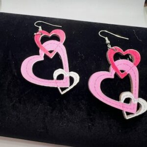 Pink Heart Dangle Earrings for Valentine's Day