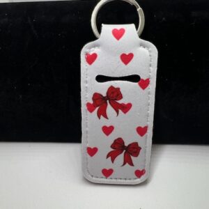 Heart and Bow Keychain Chapstick Holder