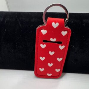 Red Heart Valentines Faux Leather Keychain