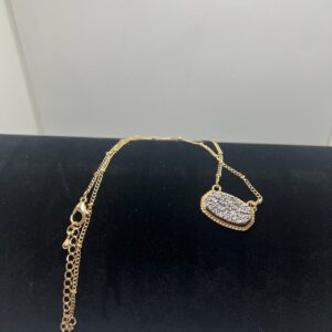 Gold Druzy Pendant Necklace - Delicate Sparkle