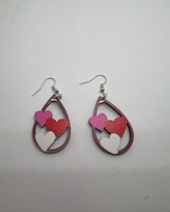 Teardrop Earrings with Colorful Hearts for Women