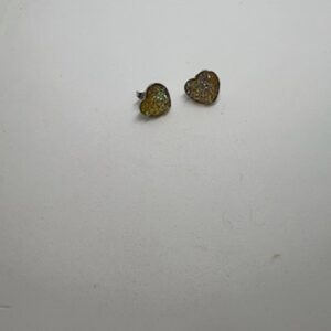 Sparkly Heart Stud Earrings - Gold Glitter