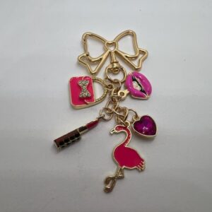 Pink Flamingo Fashion Icon Charm Keychain