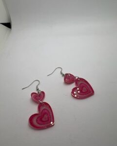 Pink Heart Dangle Earrings - Cute Valentine's