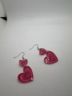 Pink Heart Dangle Earrings - Cute Valentine's