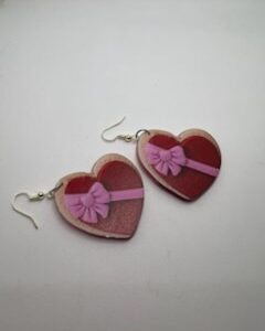 Heart Earrings with Bow - Valentine's Day