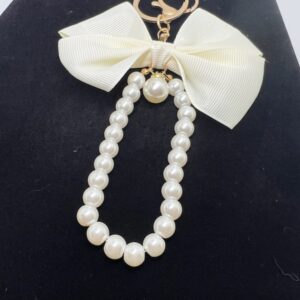 Pearl Bow Keychain Purse Charm Decor