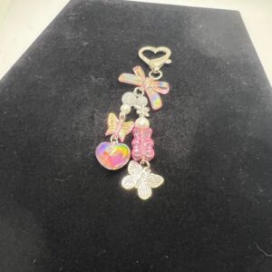 Butterfly and heart beaded purse keychain decor